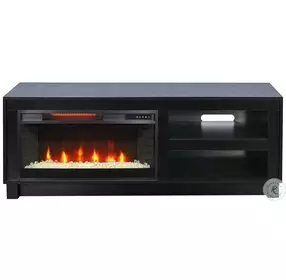 Napa Hearth Black Oak Melamine 56" Media Console with Crystal Fireplace Insert