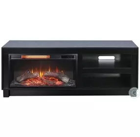 Napa Hearth Black Oak Melamine 56" Media Console with Log Fireplace Insert
