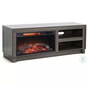 Napa Hearth Gray Walnut Melamine 56" Media Console with Log Fireplace Insert