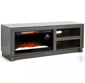 Napa Hearth Gray Walnut Melamine 56" Media Console with Crystal Fireplace Insert