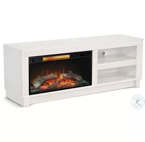 Napa Hearth White Oak Melamine 56" Media Console with Log Fireplace Insert