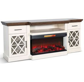 K3512MB Marble White 78" TV Stand with Electric Fireplace and LED