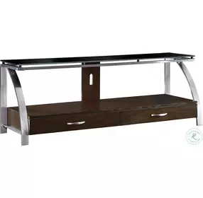 Tioga Espresso And Brushed Chrome Metal TV Stand