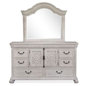 Bronwyn Alabaster 8 Drawer Dresser with Arched Mirror