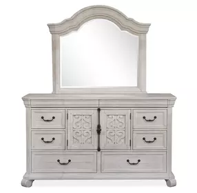Bronwyn Alabaster 8 Drawer Dresser with Arched Mirror