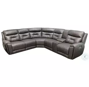 Point Break True Grit Greystone Triple Power Reclining LAF Sectional