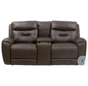 Point Break Amalfi Cognac Leather Triple Power Reclining Sofa with Drop Down Tray Table