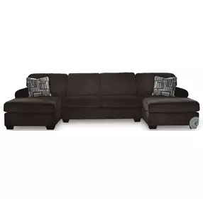Landsings Chocolate 3 Piece Modular Sectional with Double Chaise