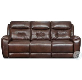 Point Break Fresca Hazelnut Leather Triple Power Reclining Sofa with USB Ports