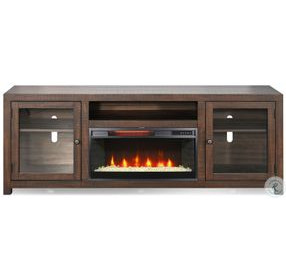 Hearthwood Haven Dark Brown 72" Media Console with Crystal Fireplace Insert