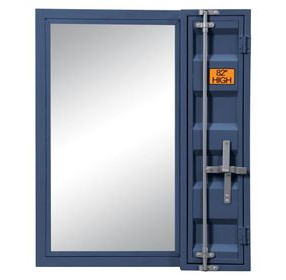 Cargo Blue Rectangular Vanity Mirror with Storage