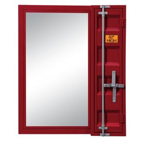 Cargo Red Rectangular Vanity Mirror with Storage