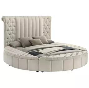 Sonya Ivory Queen Upholstered Panel Storage Bed