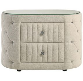Sonya Ivory 2 Drawer Upholstered Nightstand Bedside Table