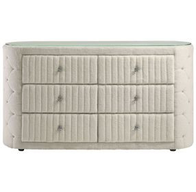 Sonya Ivory Upholstered 6 Drawer Dresser