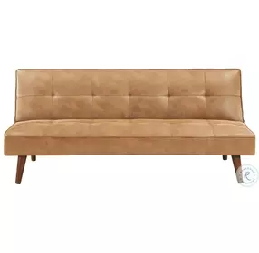Jenson Saddle Brown Tufted Convertible 66" Sofa Bed