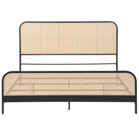 Lanewood Black Open Cane Webbing King Metal Bed