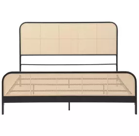 Lanewood Black Open Cane Webbing King Metal Bed