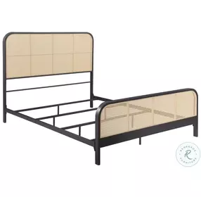 Lanewood Black Open Cane Webbing Queen Metal Bed