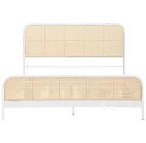 Lanewood White Open Cane Webbing King Metal Bed
