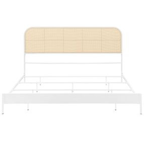 Amherst White Radio Weave Rattan King Metal Bed