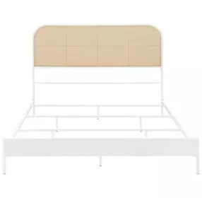 Amherst White Radio Weave Rattan Queen Metal Bed