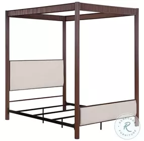 Zimmerlee Rust Brown King Upholstered Metal Canopy Bed