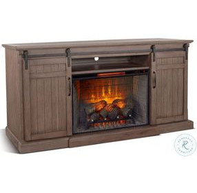 Barnstead Ember Natural 78" Barn Door Media Console with Electric Fireplace