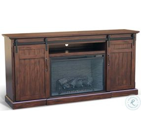 Barnstead Ember Medium Brown 78" Media Console with Electric Fireplace