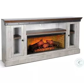 Industrial Comfort Gray 82" TV Stand with Electric Fireplace