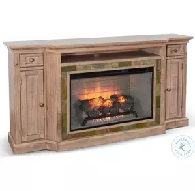 Ember Grace Natural 72" Media Console with Electric Fireplace