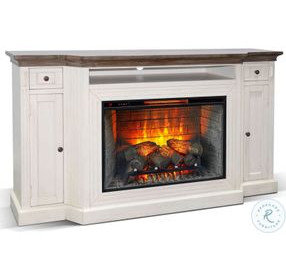 Cozy Luxe White 72" Media Console with Electric Fireplace