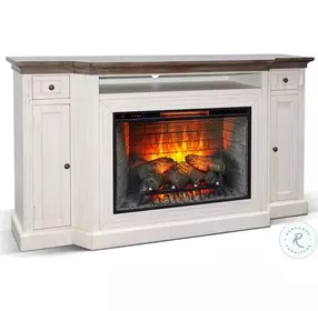 Cozy Luxe White 72" Media Console with Electric Fireplace
