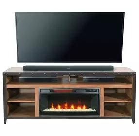 San Diego Antique Brown 63" TV Stand with Electric Fireplace and LED