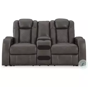 Fyne Dyme Shadow Power Reclining Console Loveseat with Adjustable Headrest