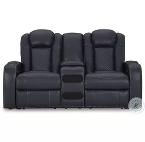 Fyne Dyme Sapphire Power Reclining Console Loveseat with Adjustable Headrest
