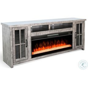 Crystal Ember Gray 79" Media Console with Electric Fireplace