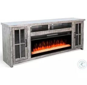 Crystal Ember Gray 79" Media Console with Electric Fireplace