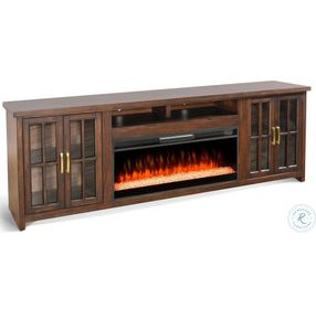 Crystal Ember Dark Brown 98" Media Console with Electric Fireplace