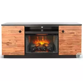 Emberoak Black 78" Media Console with Electric Fireplace