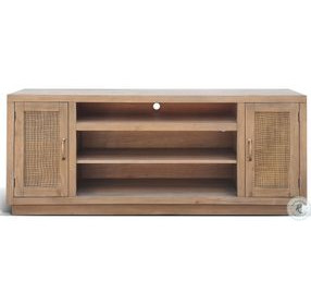 Cane Hearth Natural 78" Media Console with Crystal Fireplace Insert