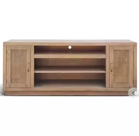 Cane Hearth Natural 78" Media Console with Crystal Fireplace Insert