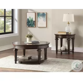 Tobias Espresso Round Occasional Table Set