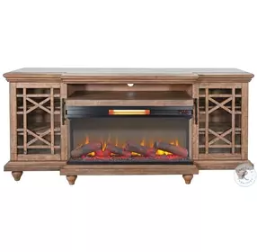 Emberwood Elegance Natural 72" Media Console with Electric Fireplace
