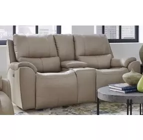Westchester Platinum 81" Power Reclining Console Loveseat with Power Headrest and USB Charging