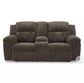 Frohn Chocolate Double Reclining Console Loveseat