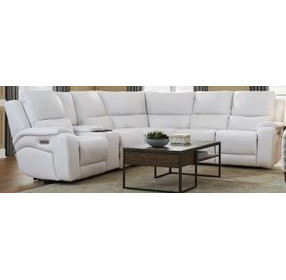 Brookfield White Leather 6 Piece Modular Zero Gravity Triple Power Reclining Sectional with Console and USB Charging