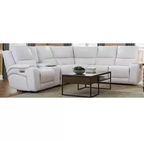 Brookfield White Leather 6 Piece Modular Zero Gravity Triple Power Reclining Sectional with USB Charging