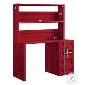 Cargo Red 47" Writing Desk with Hutch