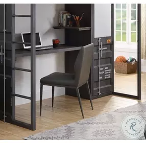 Cargo Gray Synthetic Leather and Gunmetal Chair
